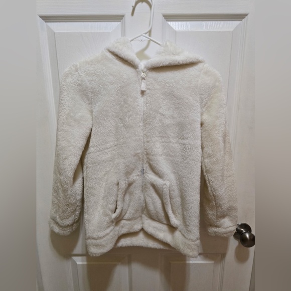 Cat & Jax White Faux Fur Fleece Coat with Sequin Wings and Unicorn Hood - Picture 2 of 5